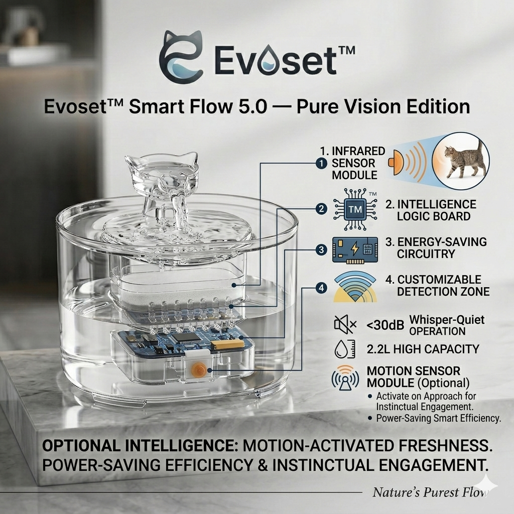 Evoset Smart Flow 5.0 device with features highlighted on a neutral background