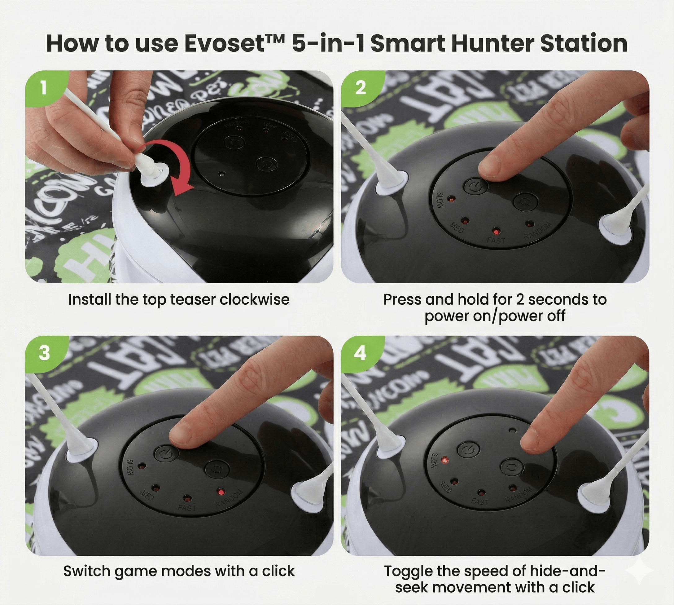Evoset Interactive Cat Toy Evoset™ 5-in-1 Smart Hunter Station Evoset™ 5-in-1 Smart Hunter Station