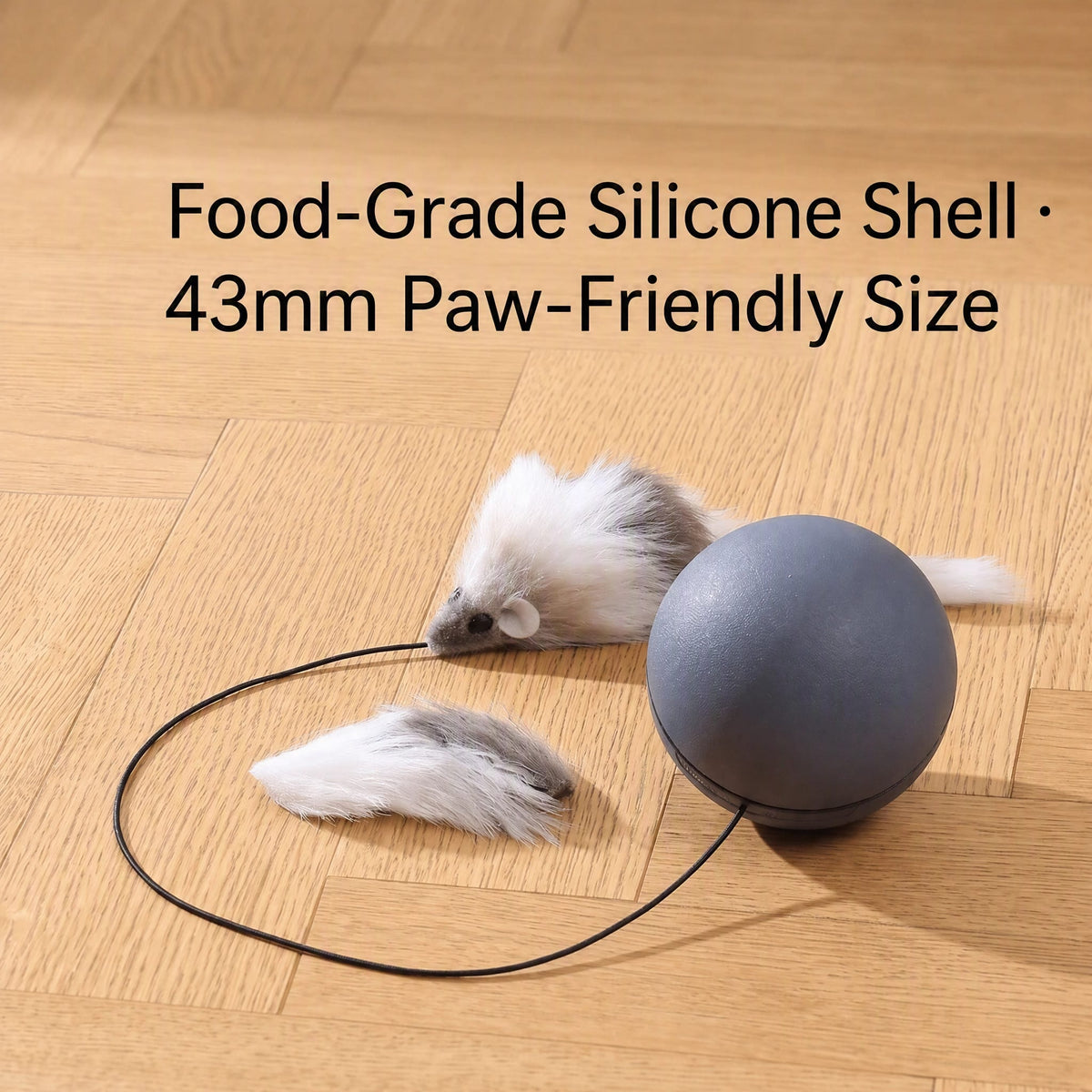 Evoset™ Smart Auto-Roll Ball — food-grade silicone shell infographic