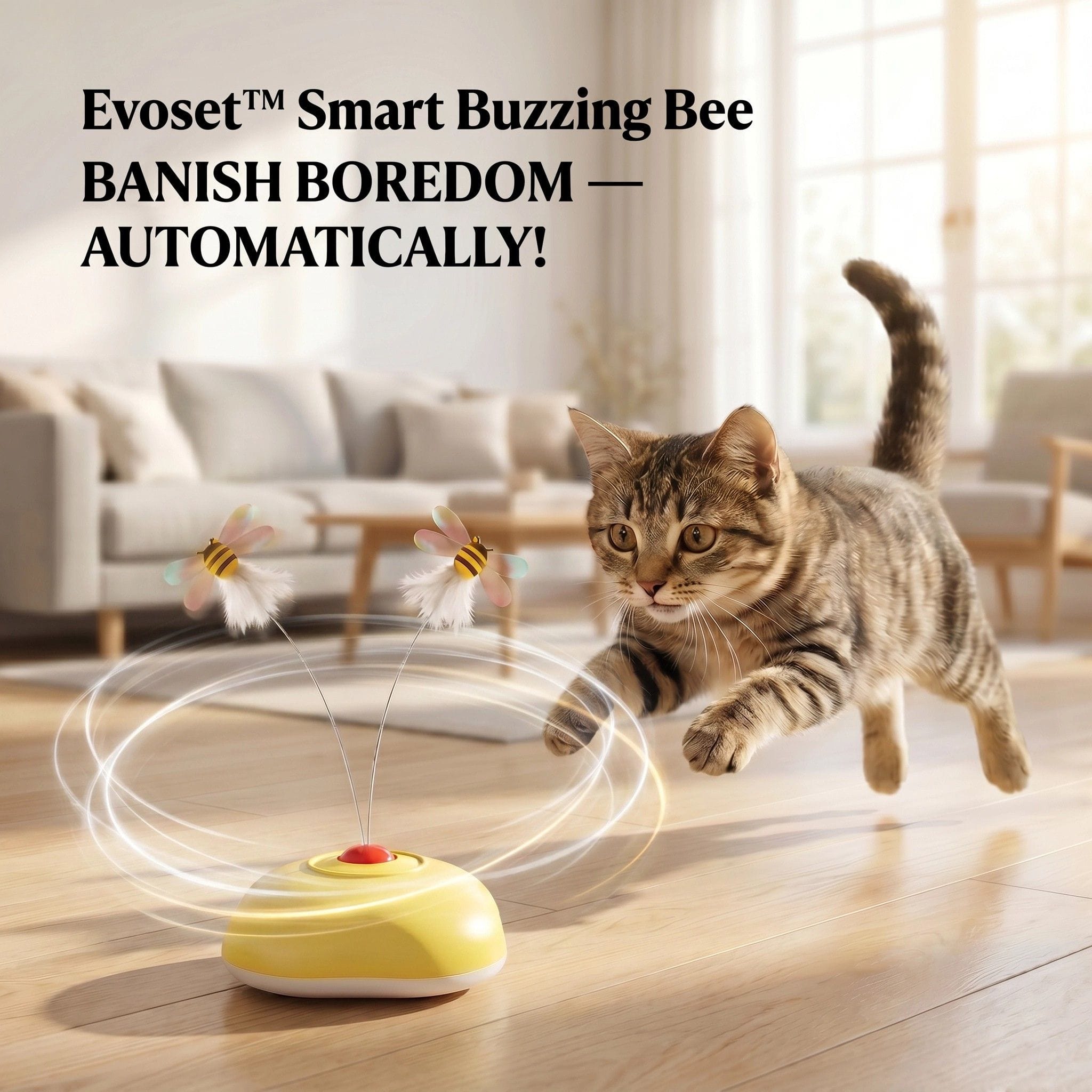 Evoset Interactive Cat Toy Evoset™ Smart Buzzing Bee Cat Toy 🐾 Evoset™ Smart Buzzing Bee Cat Toy 🐾