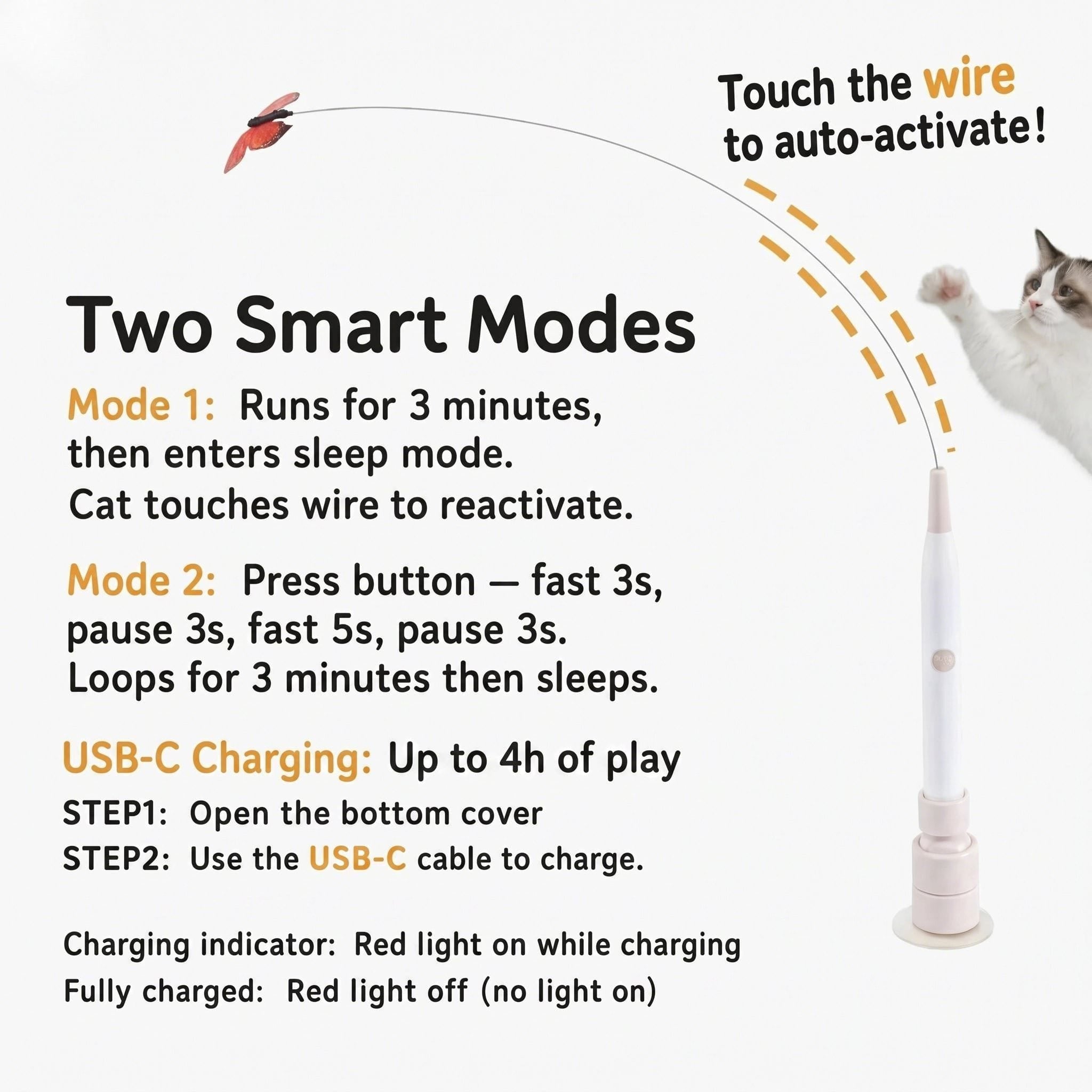 Evoset Interactive Cat Toy Evoset™ Smart Butterfly Cat Toy  🐾 V2 Evoset™ Smart Butterfly Cat Toy  🐾 V2