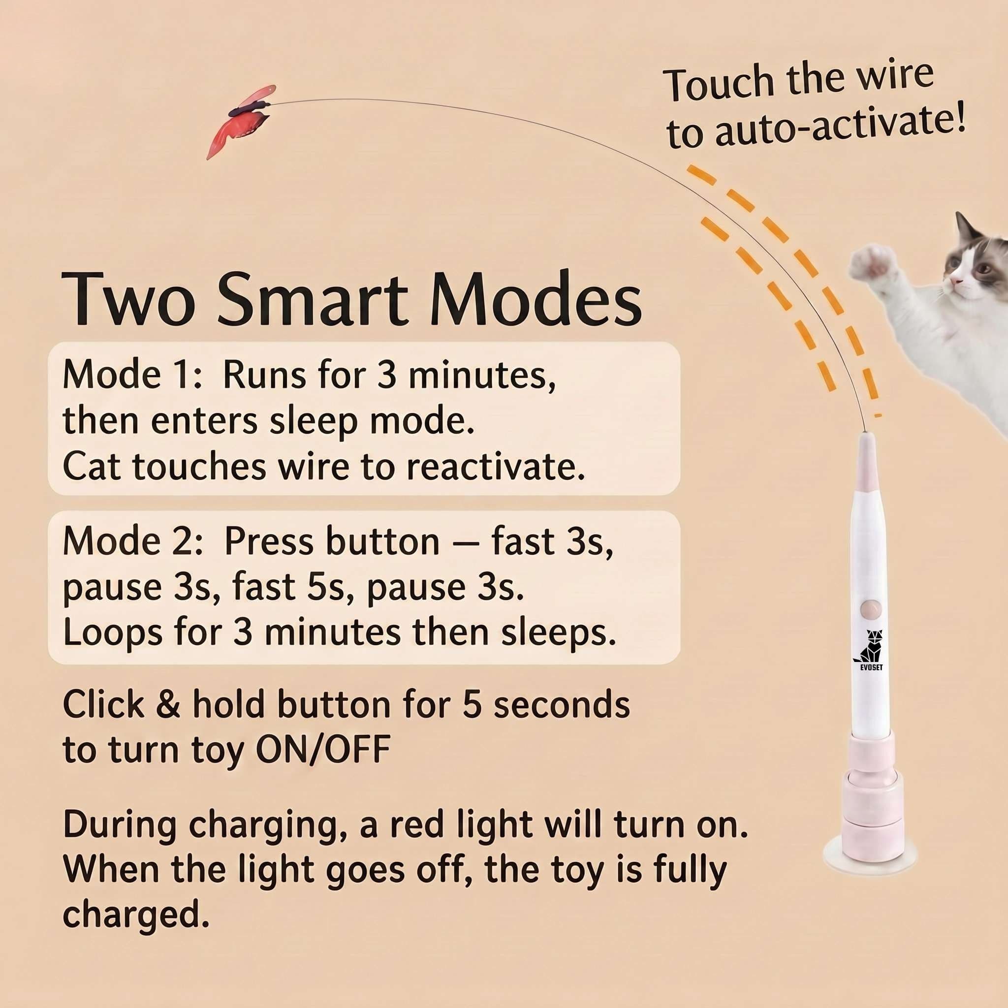 Evoset Interactive Cat Toy Evoset™ Smart Butterfly Cat Toy  🐾 V3 Evoset™ Smart Butterfly Cat Toy  🐾 V3