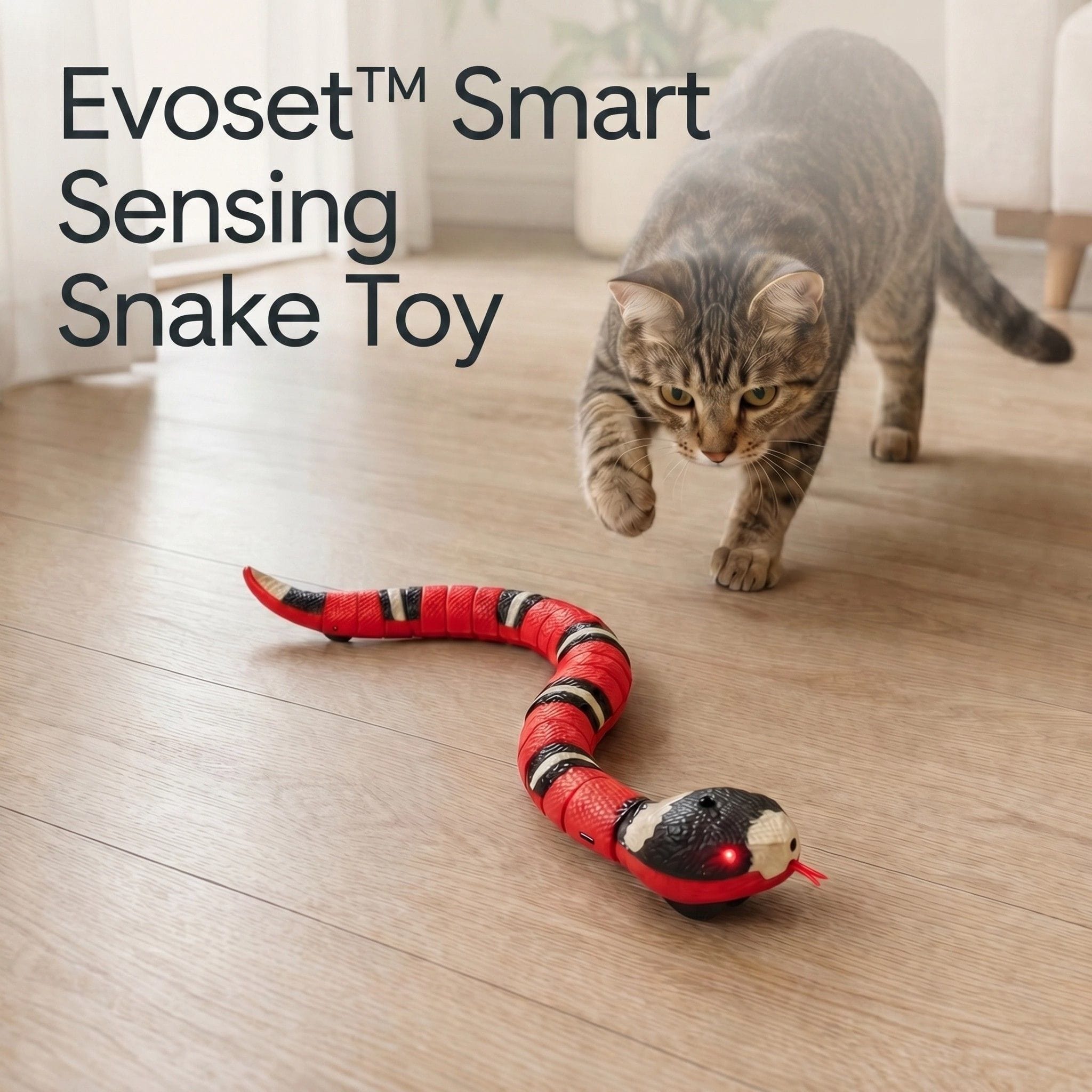 Evoset Interactive Cat Toy Evoset™ Smart Sensing Snake Toy — Interactive Obstacle Avoidance Toy for Cats Evoset™ Smart Sensing Snake Toy — Interactive Obstacle Avoidance Toy for Cats