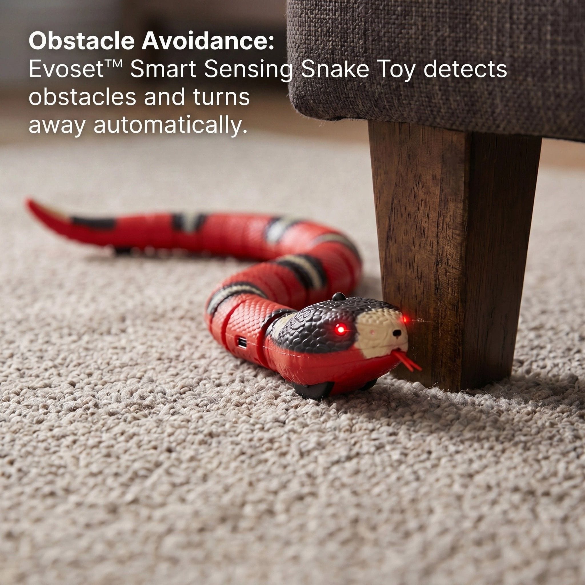 Evoset Interactive Cat Toy Evoset™ Smart Sensing Snake Toy — Interactive Obstacle Avoidance Toy for Cats Evoset™ Smart Sensing Snake Toy — Interactive Obstacle Avoidance Toy for Cats