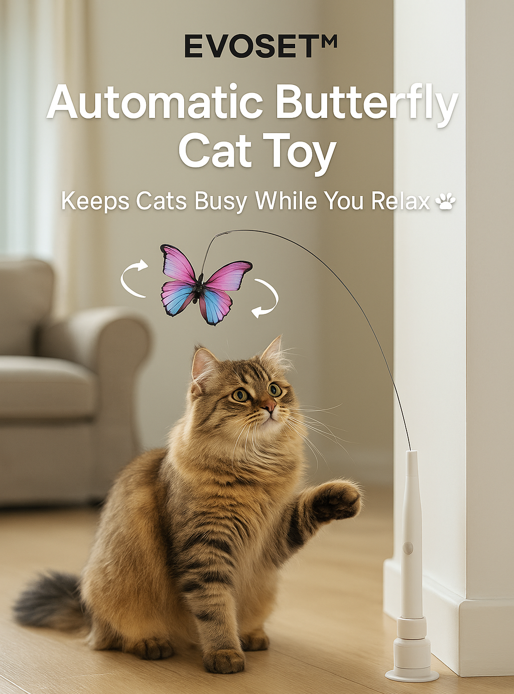 Evoset™ Smart Butterfly Cat Toy — Automatic Teaser for Active Cats 🐾