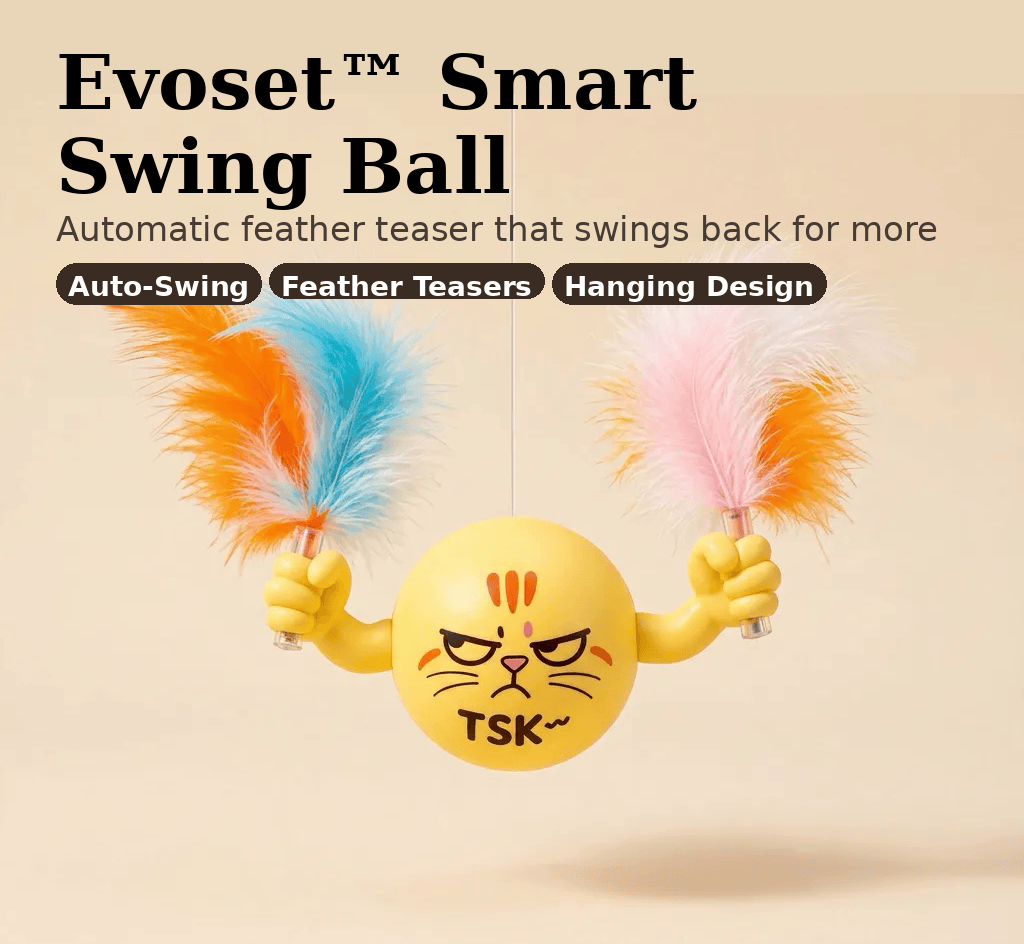 Evoset Cat Toys Evoset™ Smart Swing Ball — Automatic Feather Teaser Cat Toy Smart Swing Ball — Automatic Feather Cat Toy | Evoset