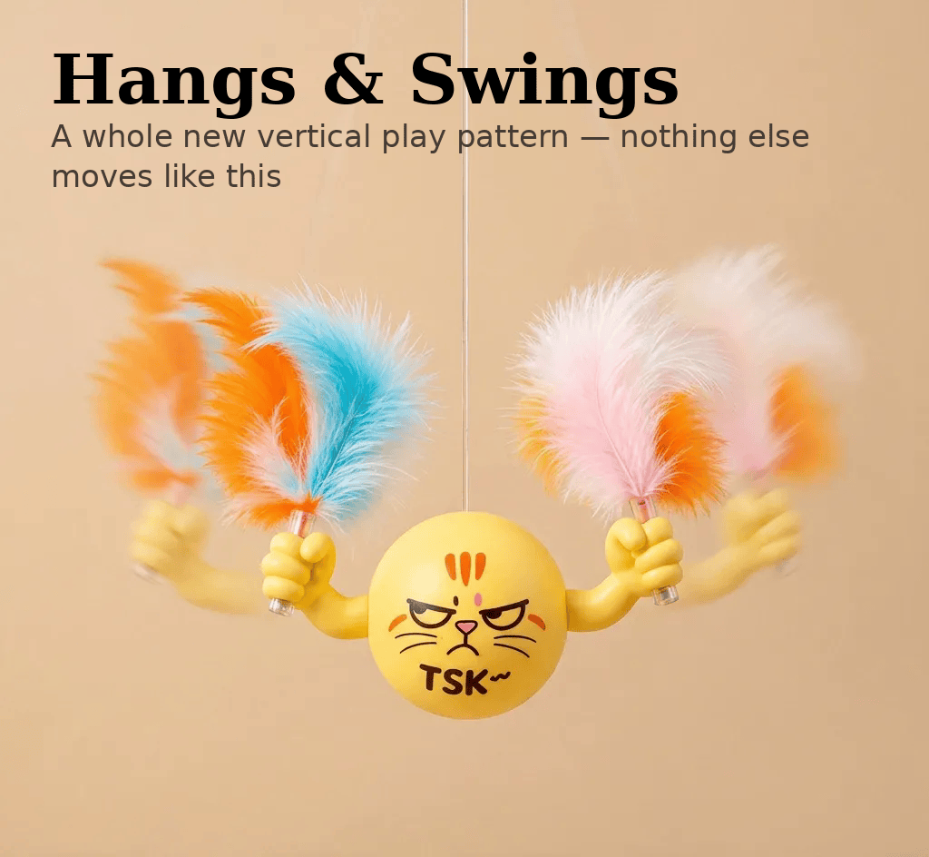 Evoset Cat Toys Evoset™ Smart Swing Ball — Automatic Feather Teaser Cat Toy Smart Swing Ball — Automatic Feather Cat Toy | Evoset