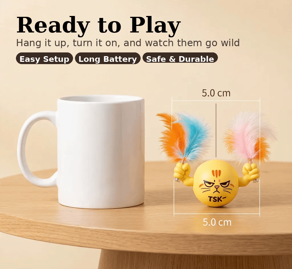 Evoset Cat Toys Evoset™ Smart Swing Ball — Automatic Feather Teaser Cat Toy Smart Swing Ball — Automatic Feather Cat Toy | Evoset